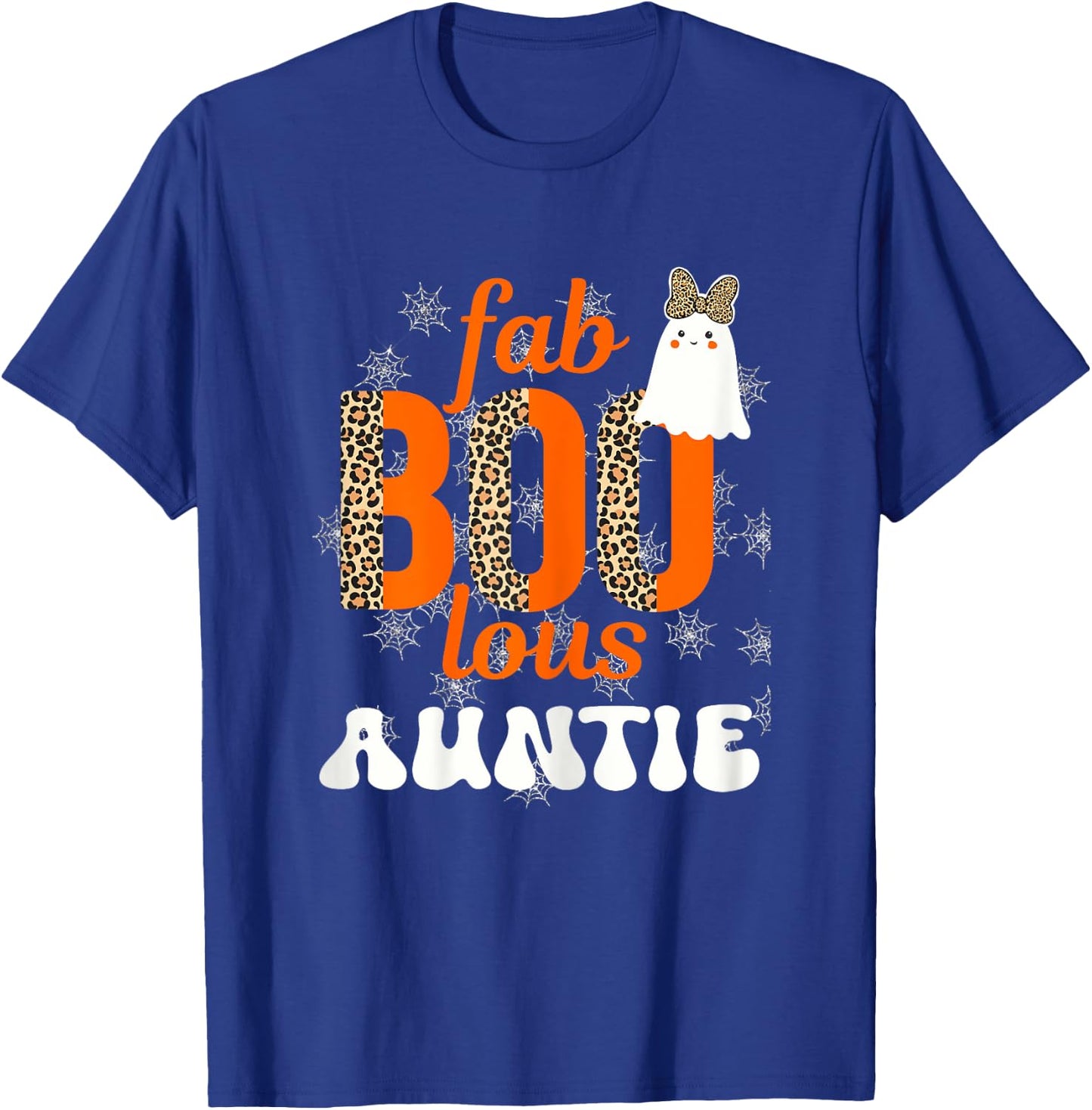 Fab BOO lous Auntie Leopard Halloween Ghost Sheet T-Shirt - T-Shirt | Royal