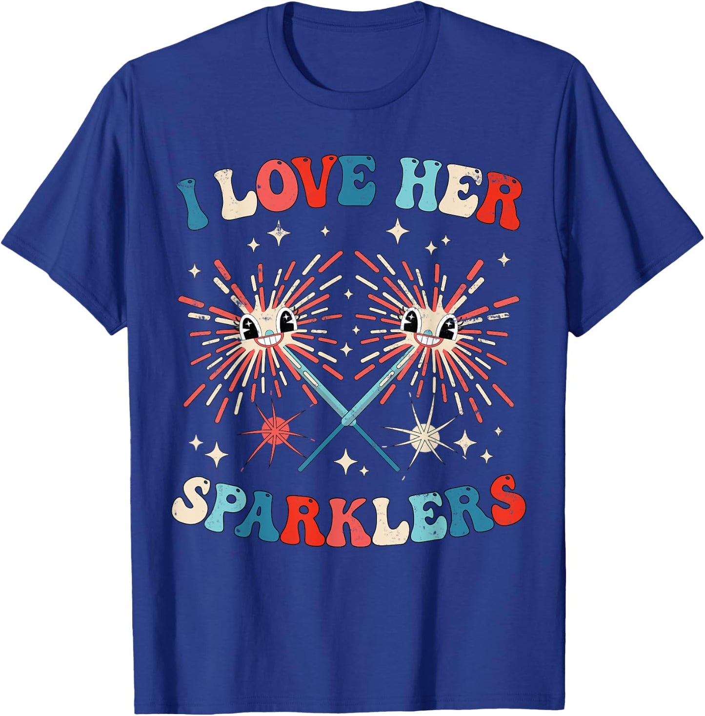 I Love Her Sparklers Funny Matching Couple 4th Of July Men T-Shirt - T-Shirt | Royal