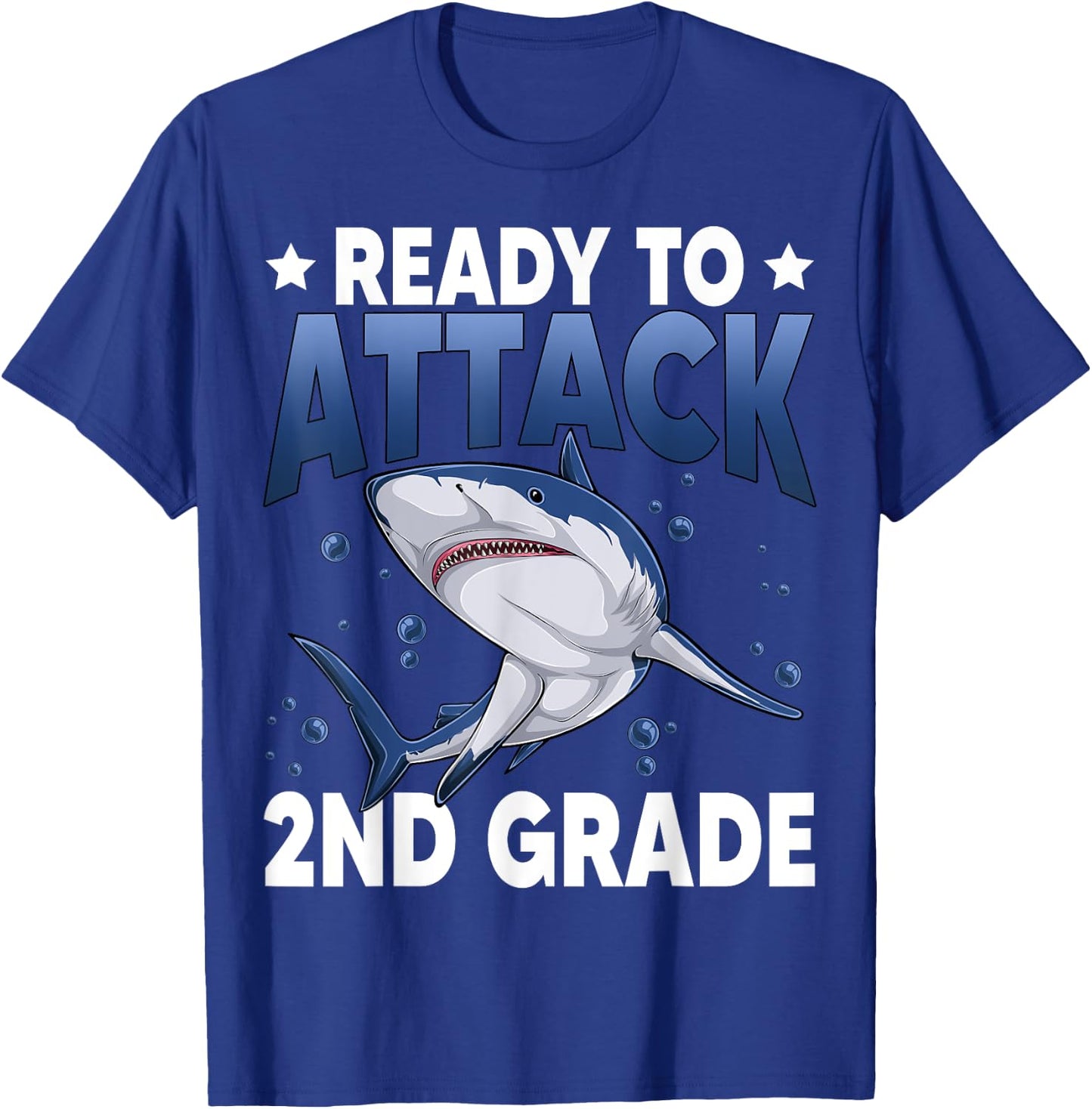 Ready To Attack 2nd Grade Shark Second Grade Teacher Student T-Shirt - T-Shirt | Royal