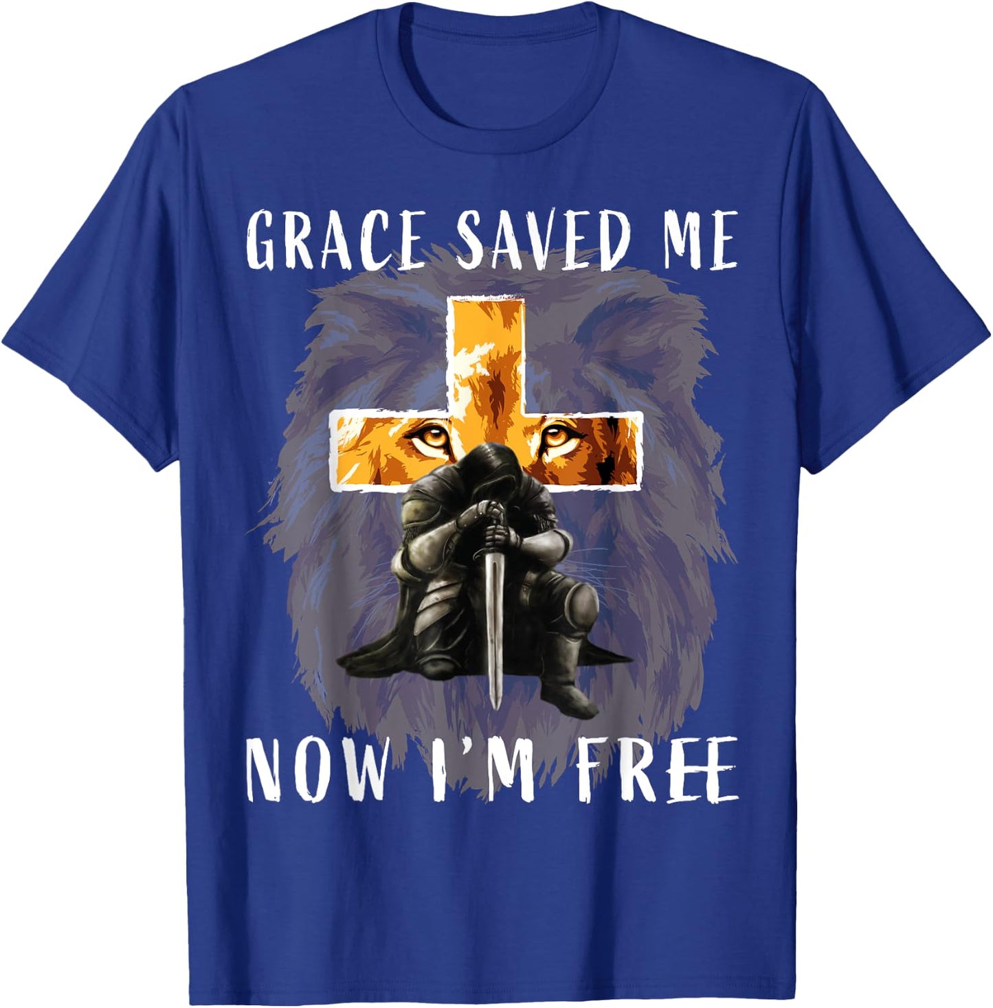 Grace Saved Me Christian Religious Sayings Lion Graphic Men T-Shirt - T-Shirt | Royal