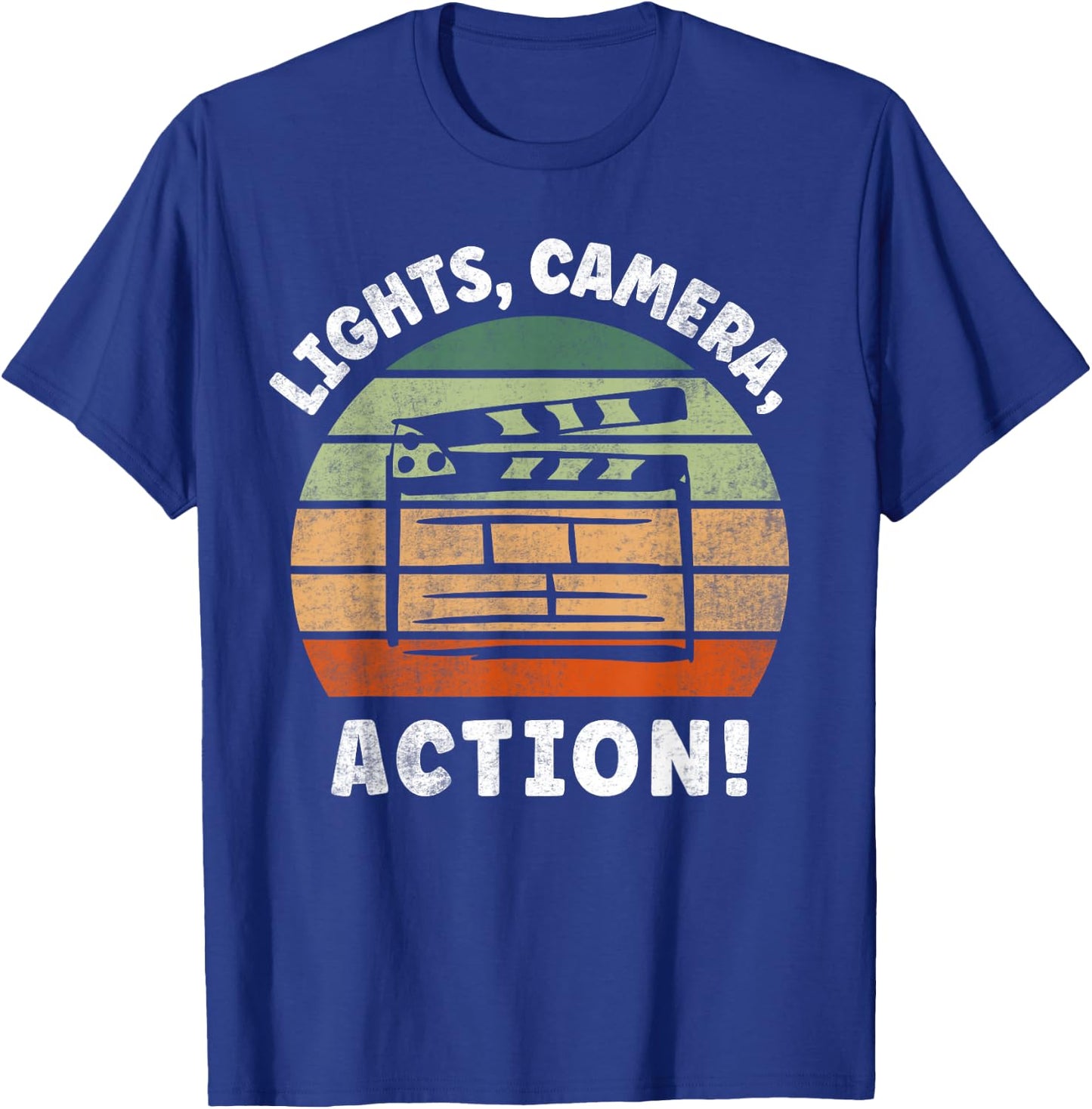 Lights Camera Action Movie Director Movie Clapper Board T-Shirt - T-Shirt | Royal