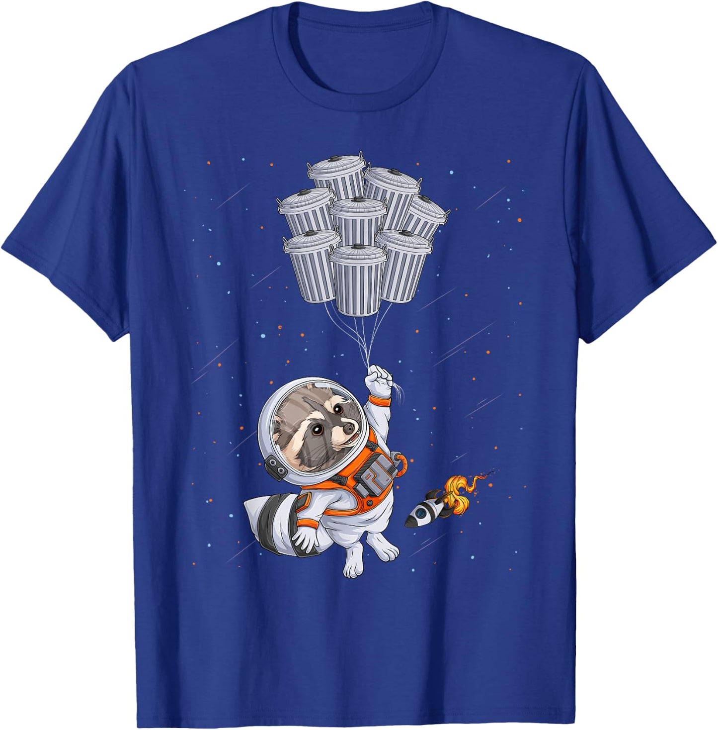 Astronaut animal funny Raccoon Moon trash cans space T-Shirt - T-Shirt | Royal