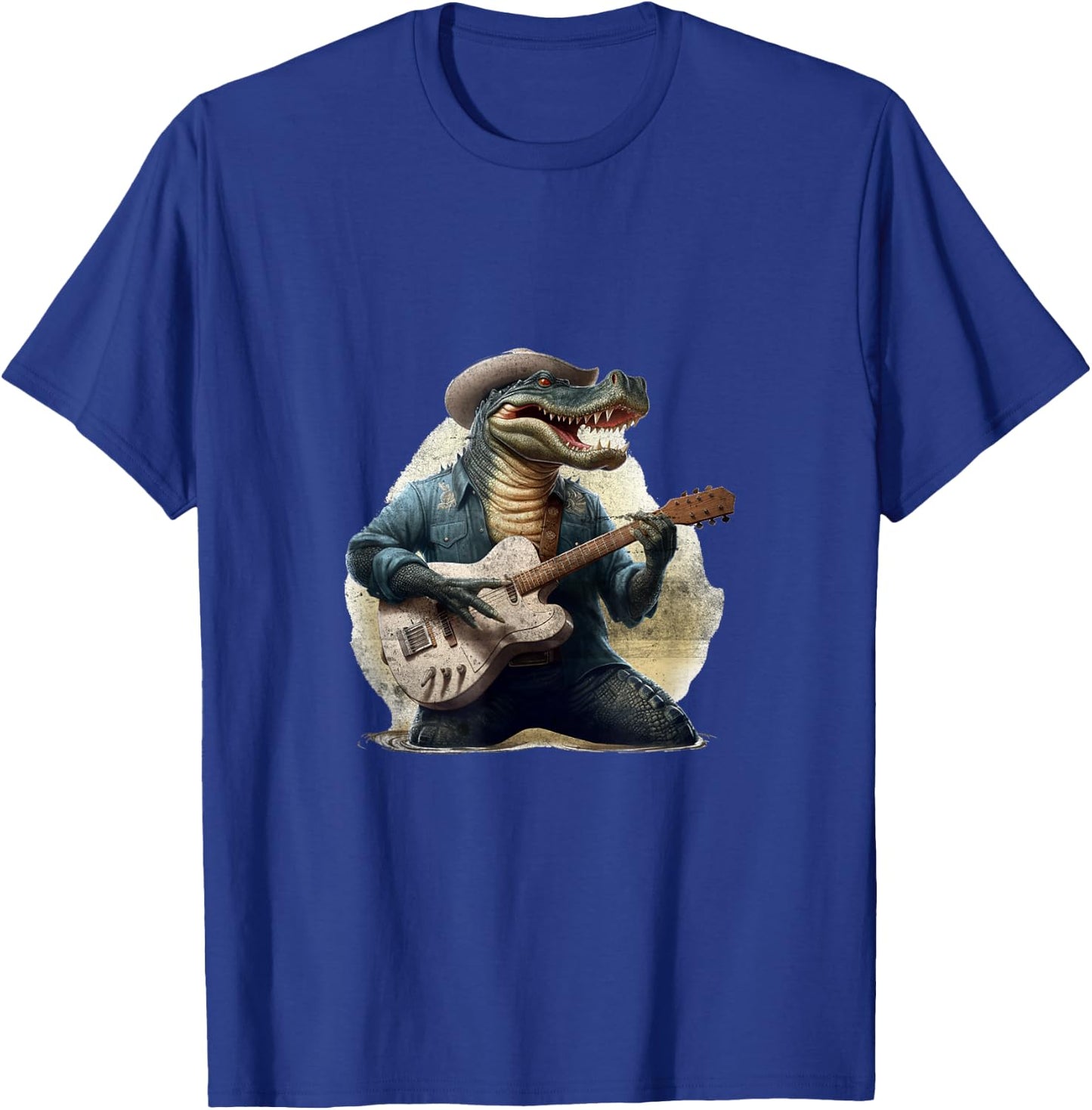 Funny Gator Alligator Playing Guitar Cowboy Country Music T-Shirt - T-Shirt | Royal