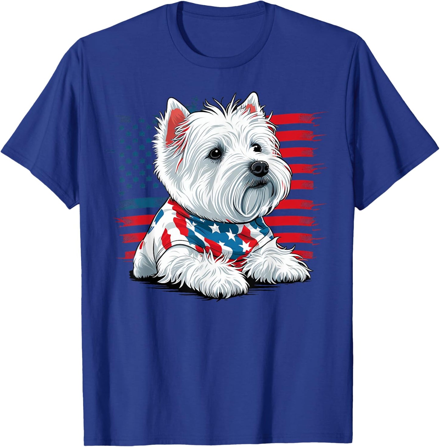 USA 4th Of July West Highland White Terrier American Westie Women Kids Men T-Shirt - T-Shirt | Royal