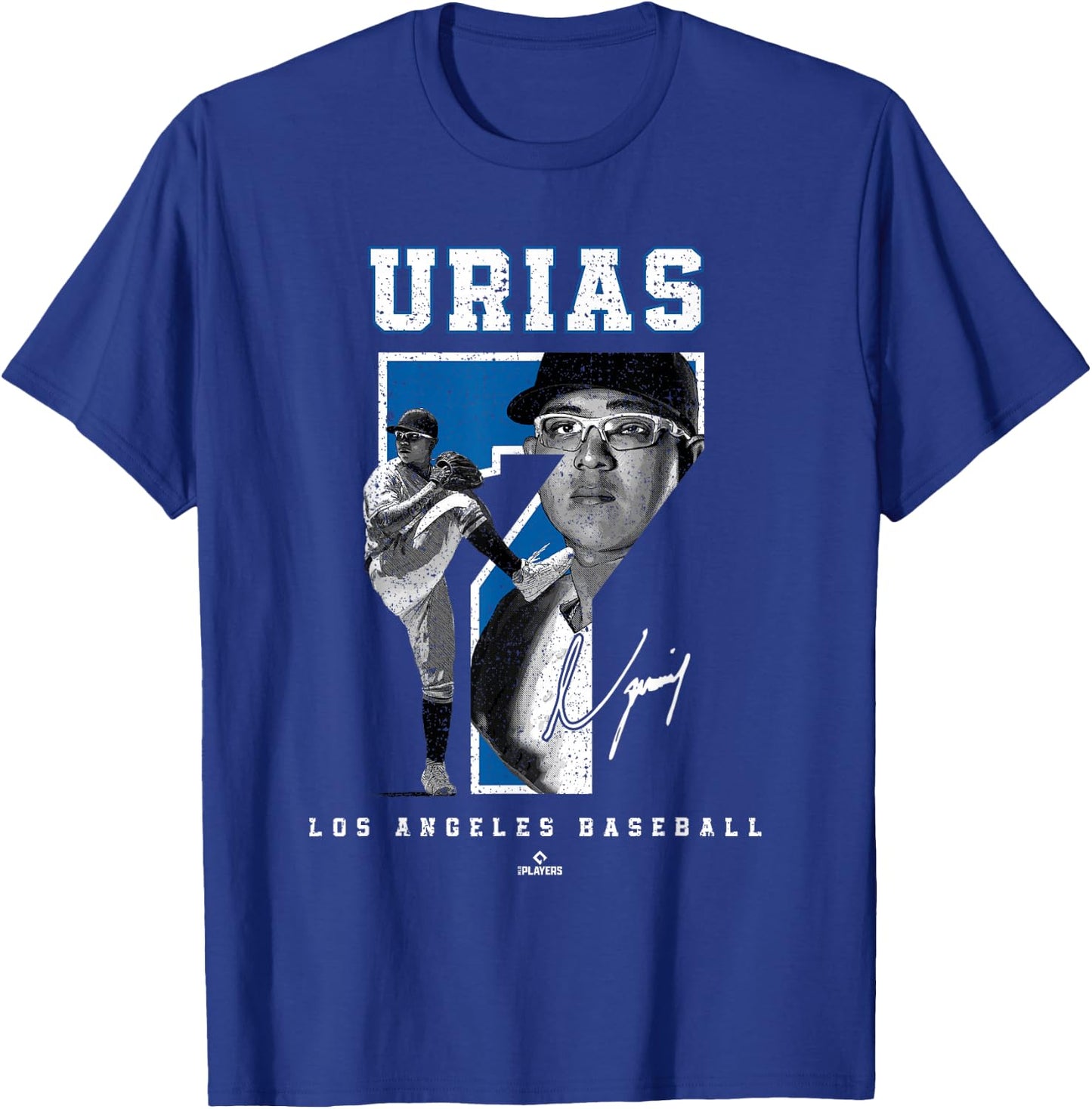 Number and Portrait Julio Urias Los Angeles MLBPA T-Shirt - T-Shirt | Royal