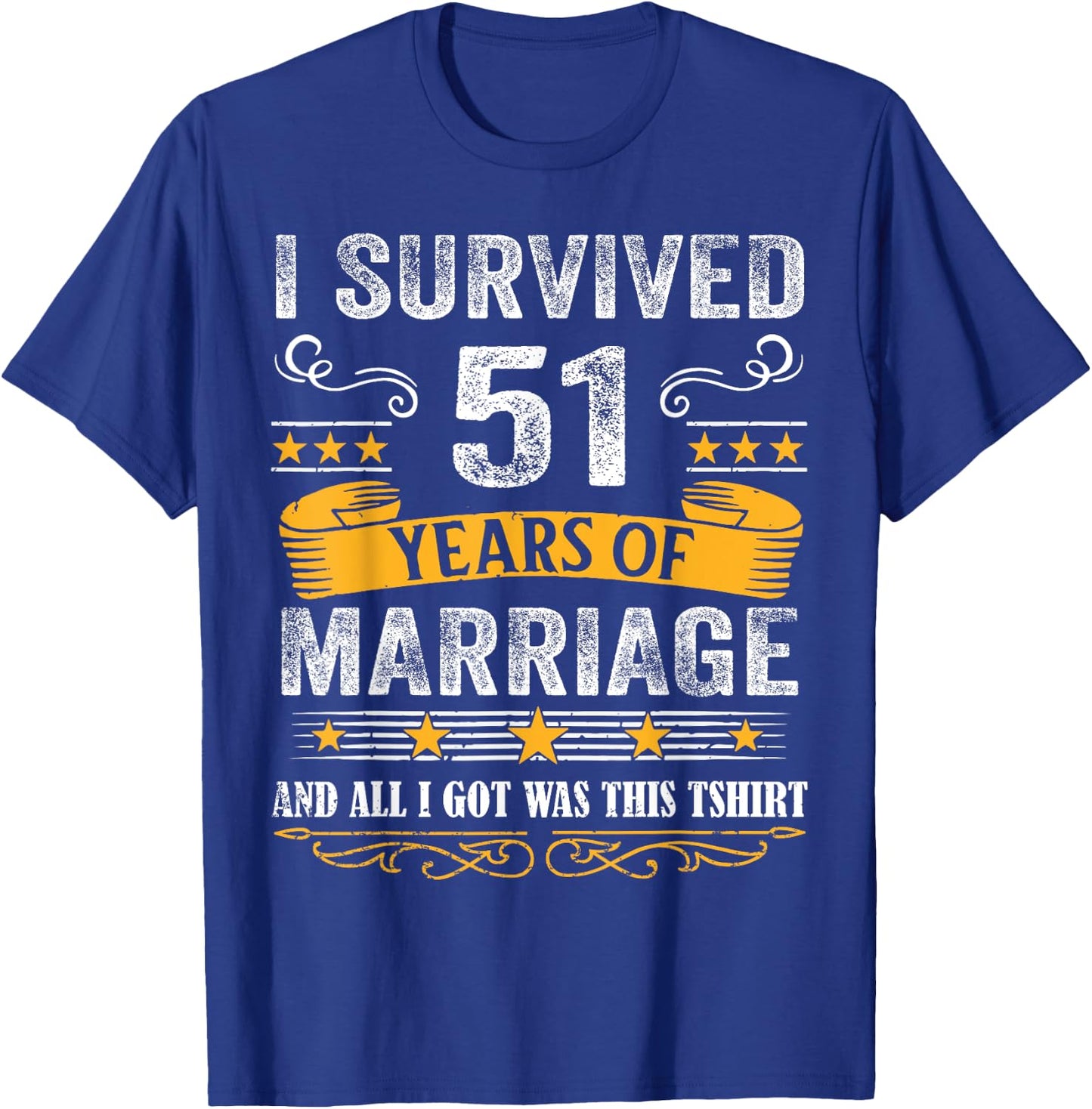51st Wedding Anniversary shirt Couples Husband Wife 51 Years T-Shirt - T-Shirt | Royal