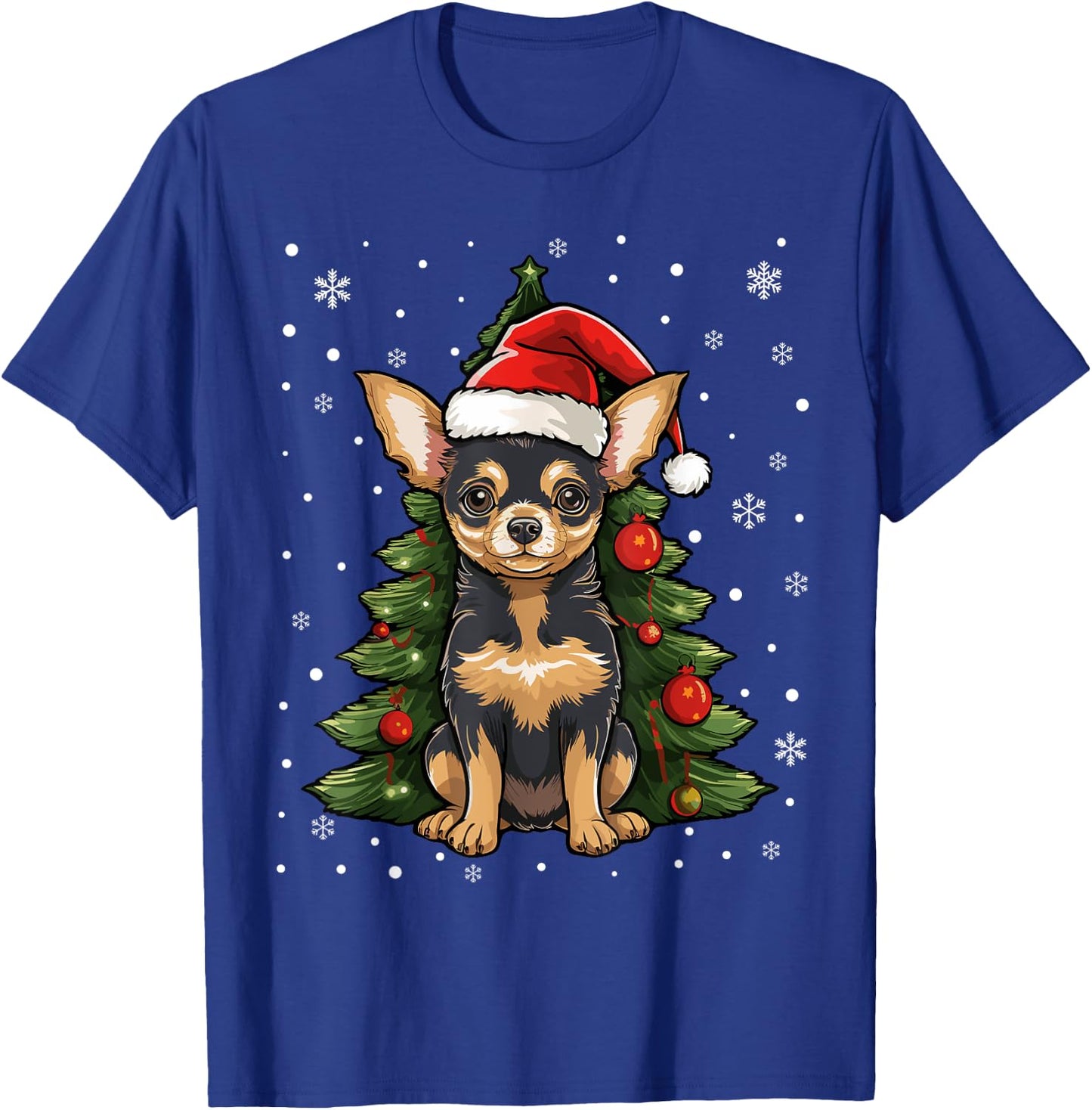 Chihuahua Dog Christmas Tree Santa Hat Xmas Pajama T-Shirt - T-Shirt | Royal