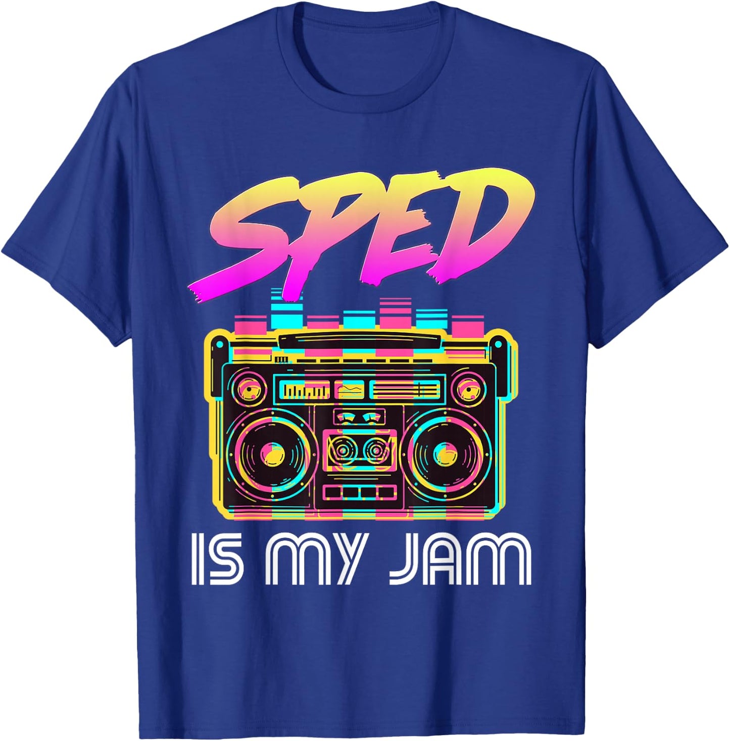 Back to School Retro SPED is My Jam 80s Teacher Boombox T-Shirt - T-Shirt | Royal