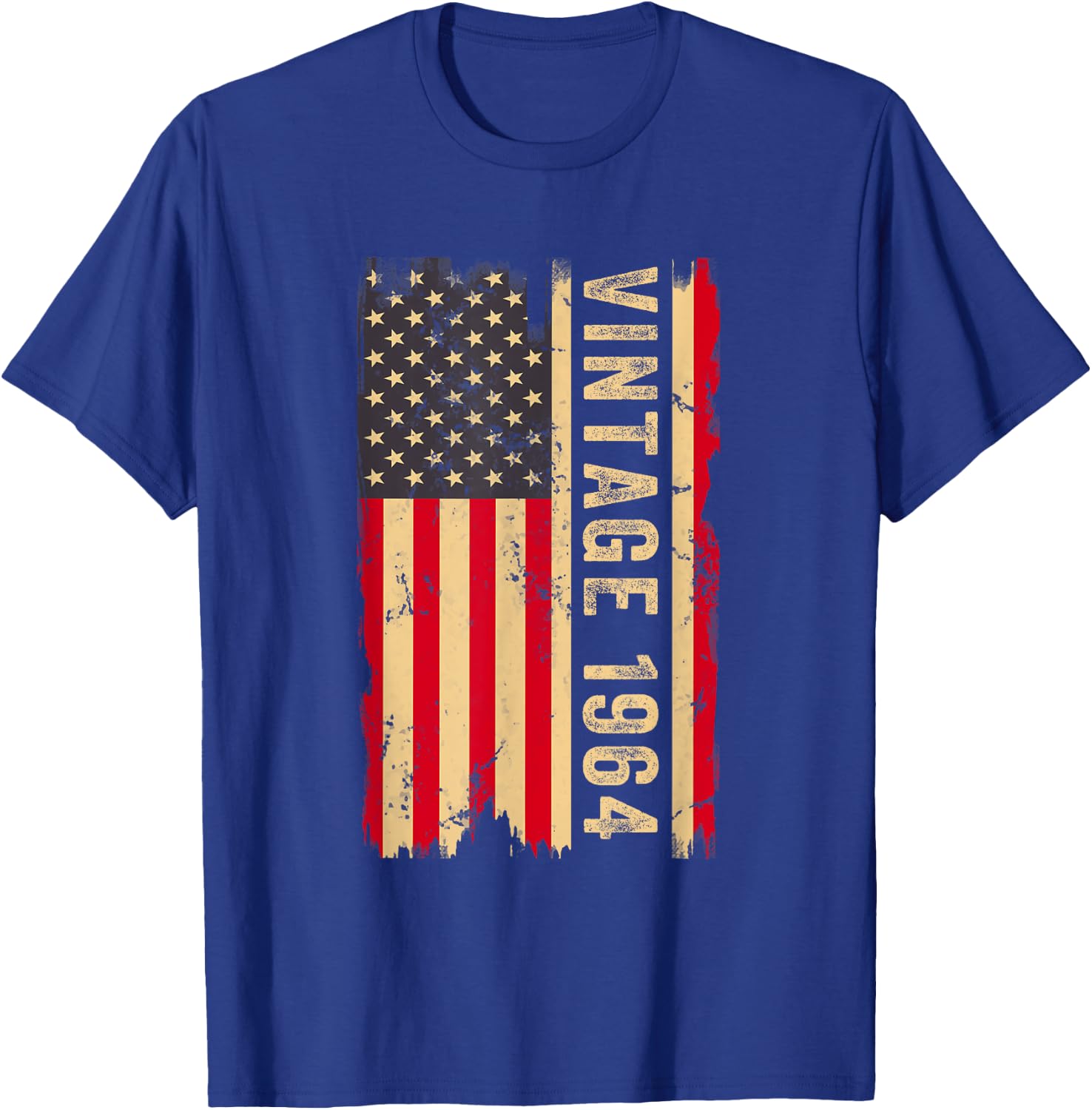Vintage 1964 60th Birthday Gifts 60 Years Old American Flag T-Shirt - T-Shirt | Royal