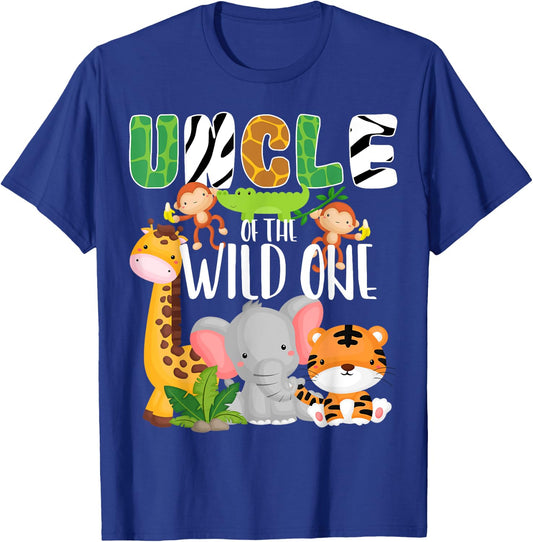Uncle of the Wild One Zoo Theme Birthday Safari Animals T-Shirt - T-Shirt | Royal