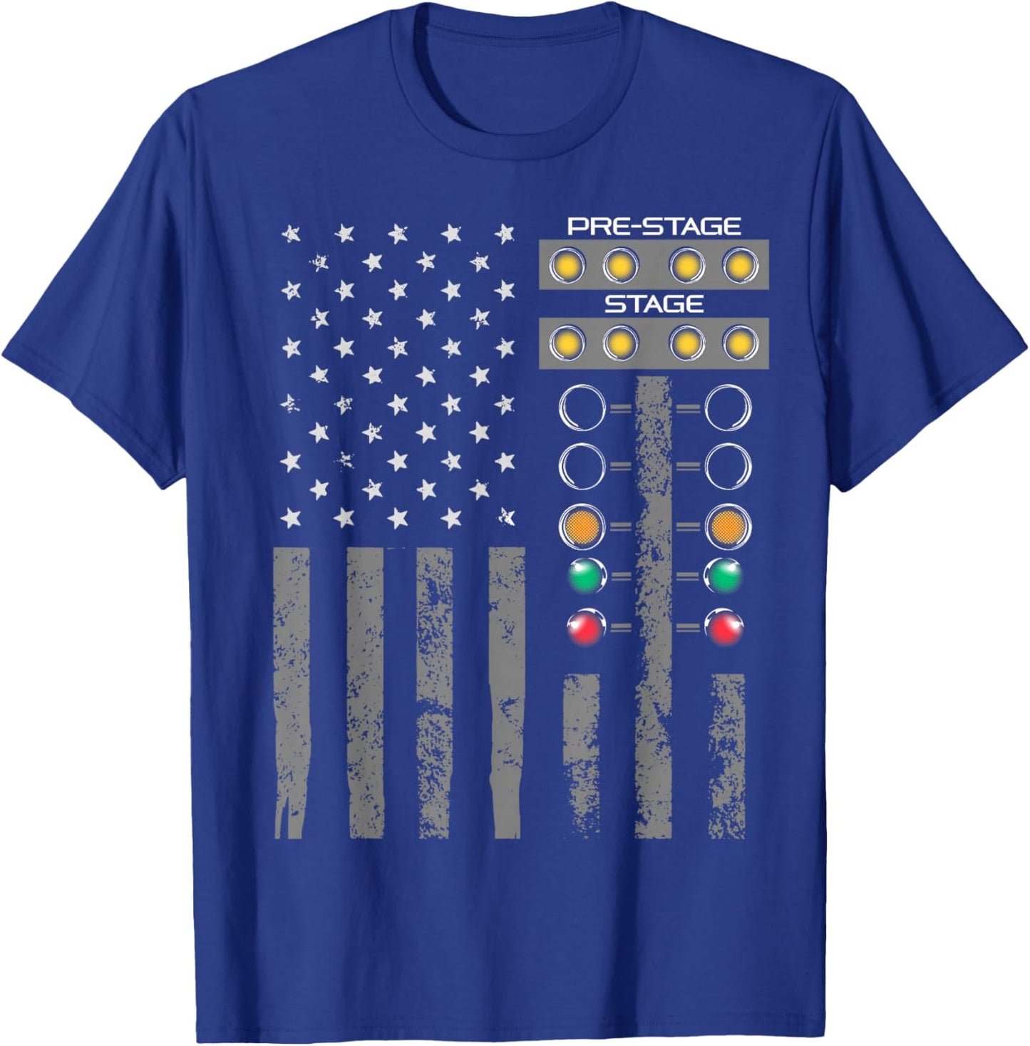 American Flag Drag Strip Auto Tree Light for Racecar Driver T-Shirt - T-Shirt | Royal