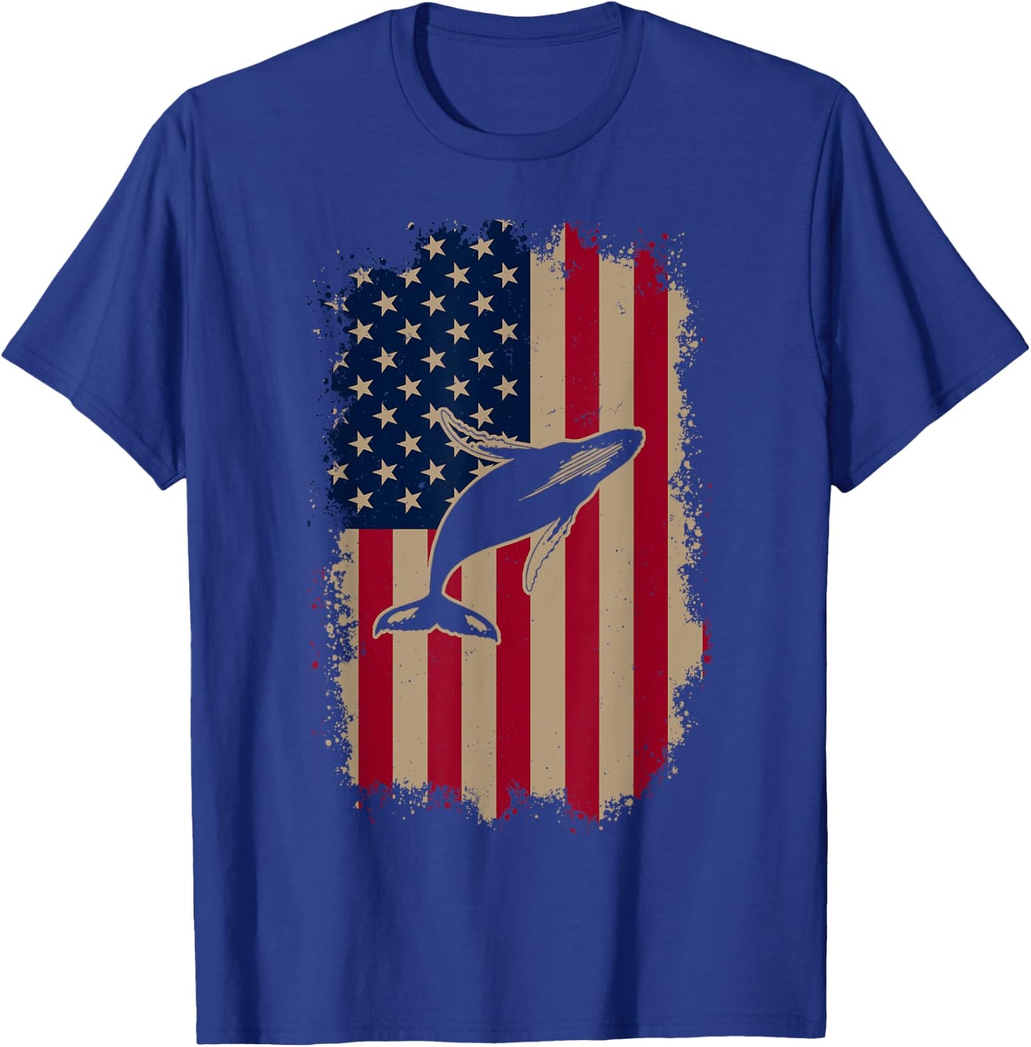American US Flag Humpback Whale T-Shirt - T-Shirt | Royal