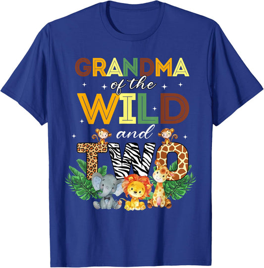 Grandma Of The Wild Two Zoo Birthday Safari Jungle Animal T-Shirt - T-Shirt | Royal