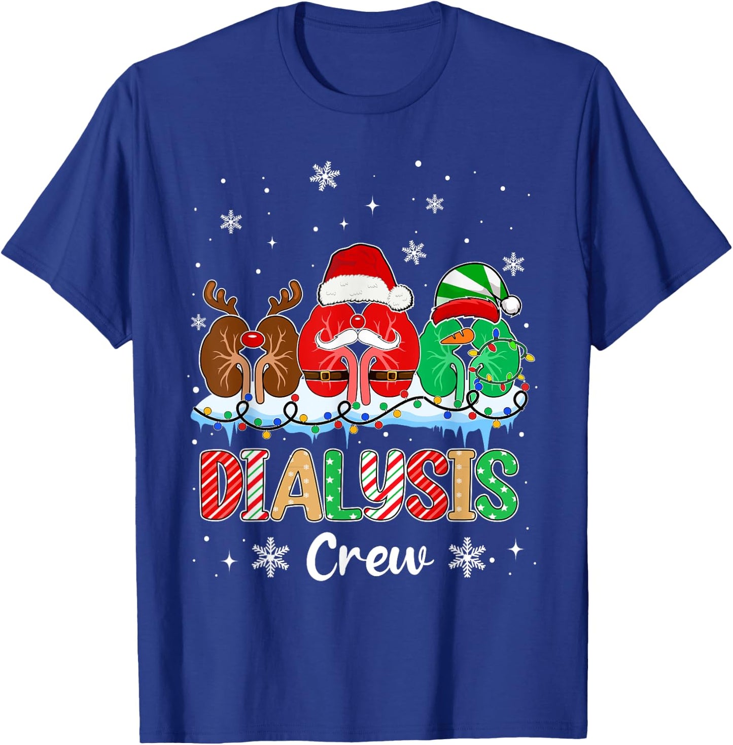 Dialysis Crew Christmas Lights Dialysis Nurse Xmas T-Shirt - T-Shirt | Royal