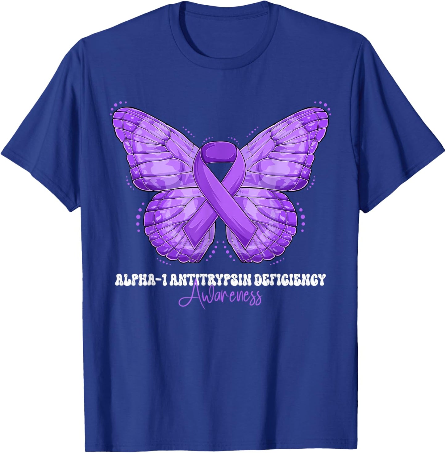 Alpha-1 Antitrypsin Deficiency Awareness Month Purple Ribbon T-Shirt - T-Shirt | Royal