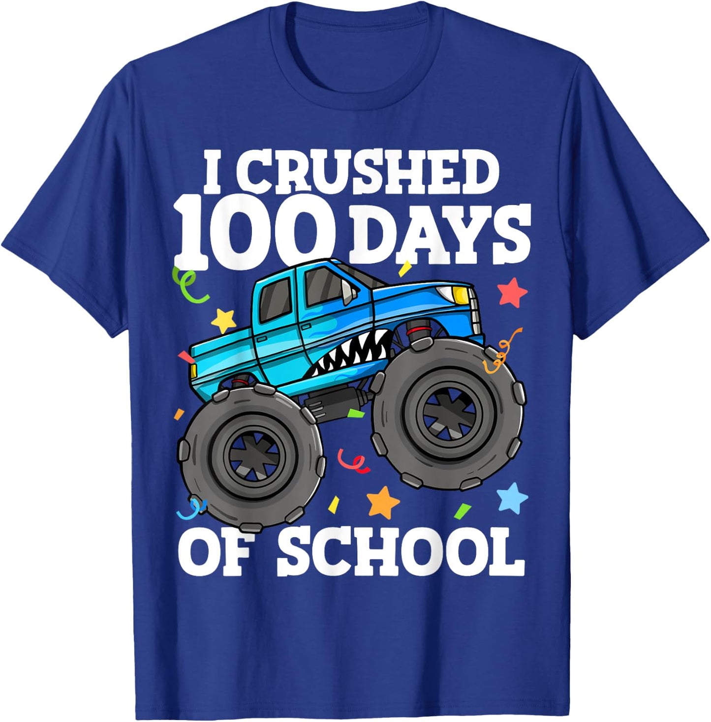 100 Days of School Monster Truck 100th Day of School Boys T-Shirt - T-Shirt | Royal