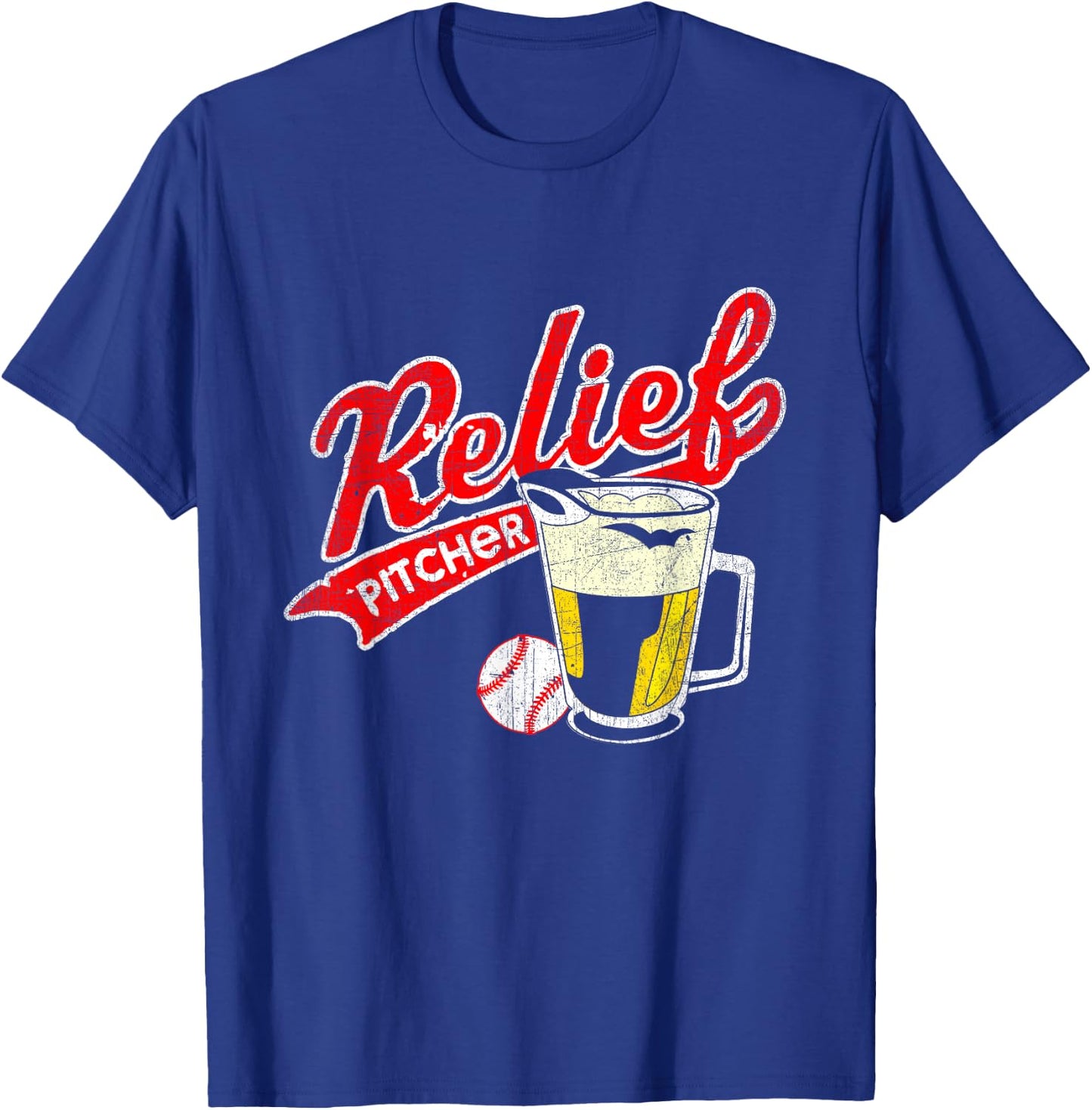 Relief Pitcher Beer and Baseball - Funny Player T-Shirt - T-Shirt | Royal
