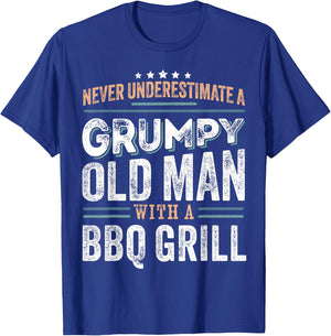 Grumpy Old Man with a Bbq grill Funny Dad Gifts T-Shirt - T-Shirt | Royal