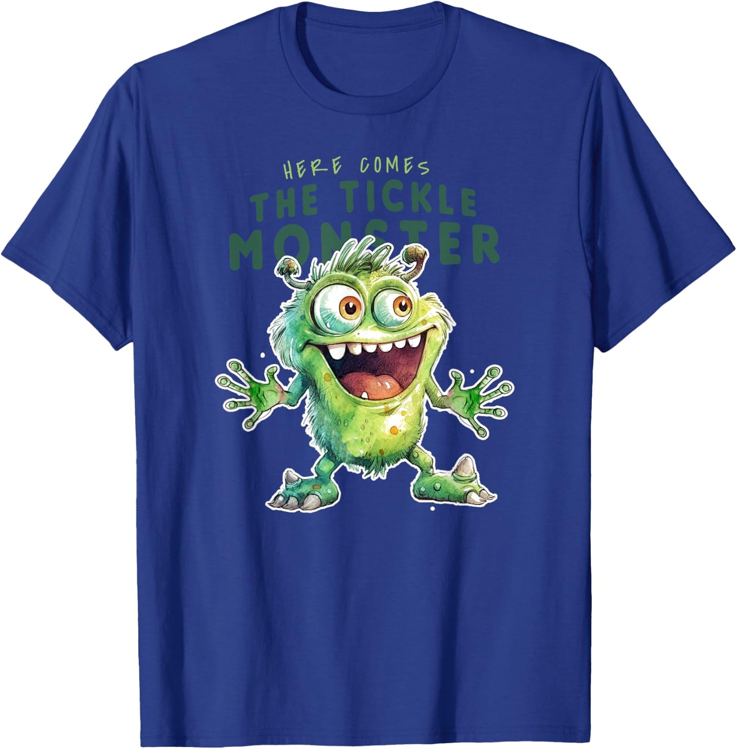 Here Comes The Tickle Monster Funny Childish Cool Tickling T-Shirt - T-Shirt | Royal