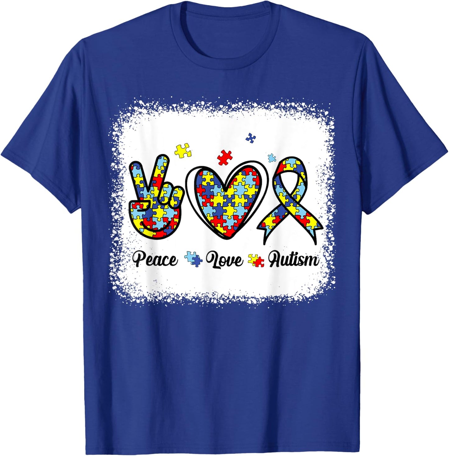 Peace Love Autism Awareness Shirt Kids Women Cute Mom Girl T-Shirt - T-Shirt | Royal