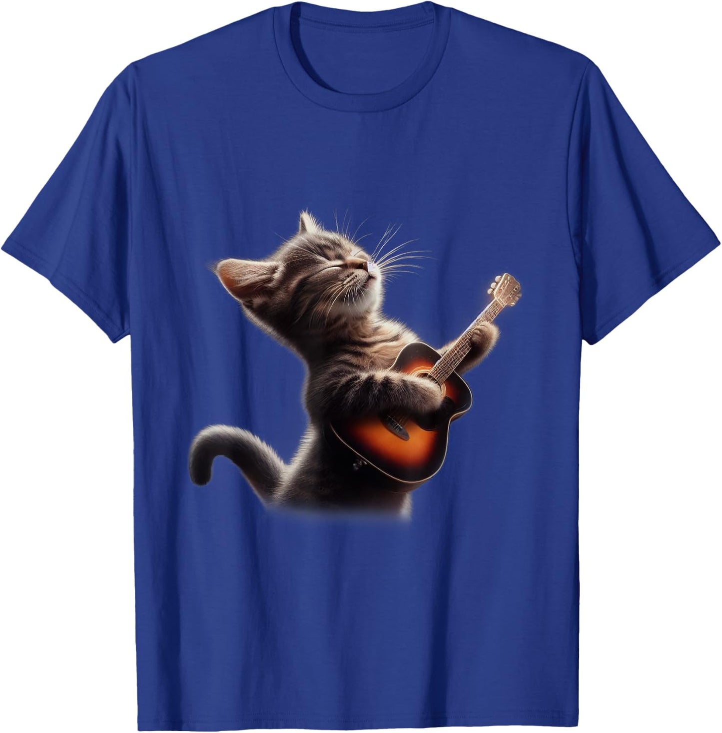 Cat Playing Guitar - Funny Rock Music Guitar Cat Women Kids T-Shirt - T-Shirt | Royal