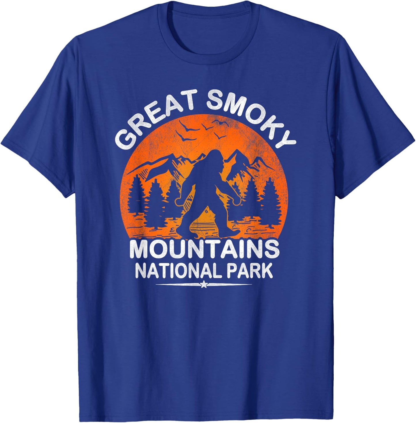 Great Smoky Mountains National Park Sunset Bigfoot Sasquatch T-Shirt - T-Shirt | Royal