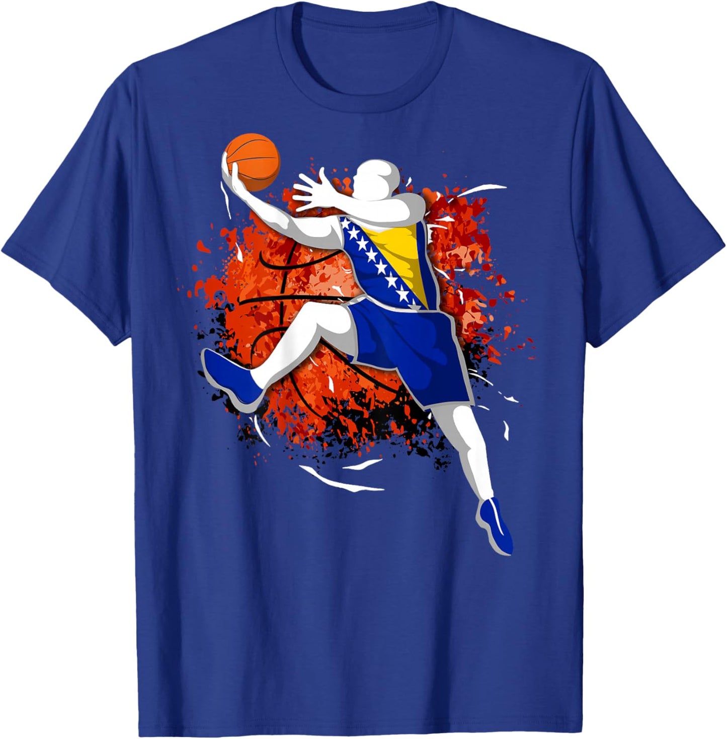 Bosnia and Herzegovina Basketball Fans Jersey Bosnian Flag T-Shirt - T-Shirt | Royal