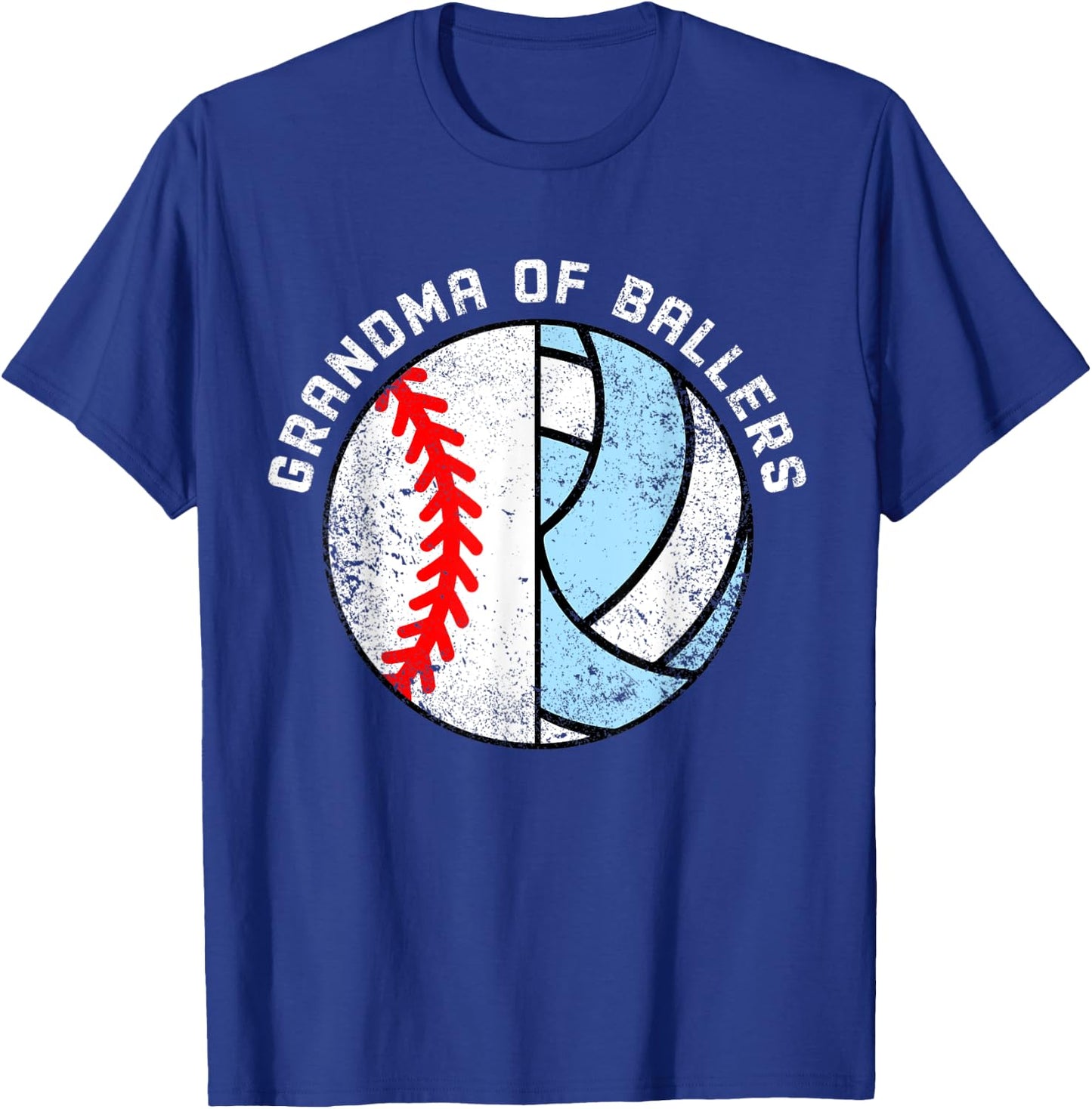 Grandma Of Ballers Funny Baseball Volleyball Grandma T-Shirt - T-Shirt | Royal