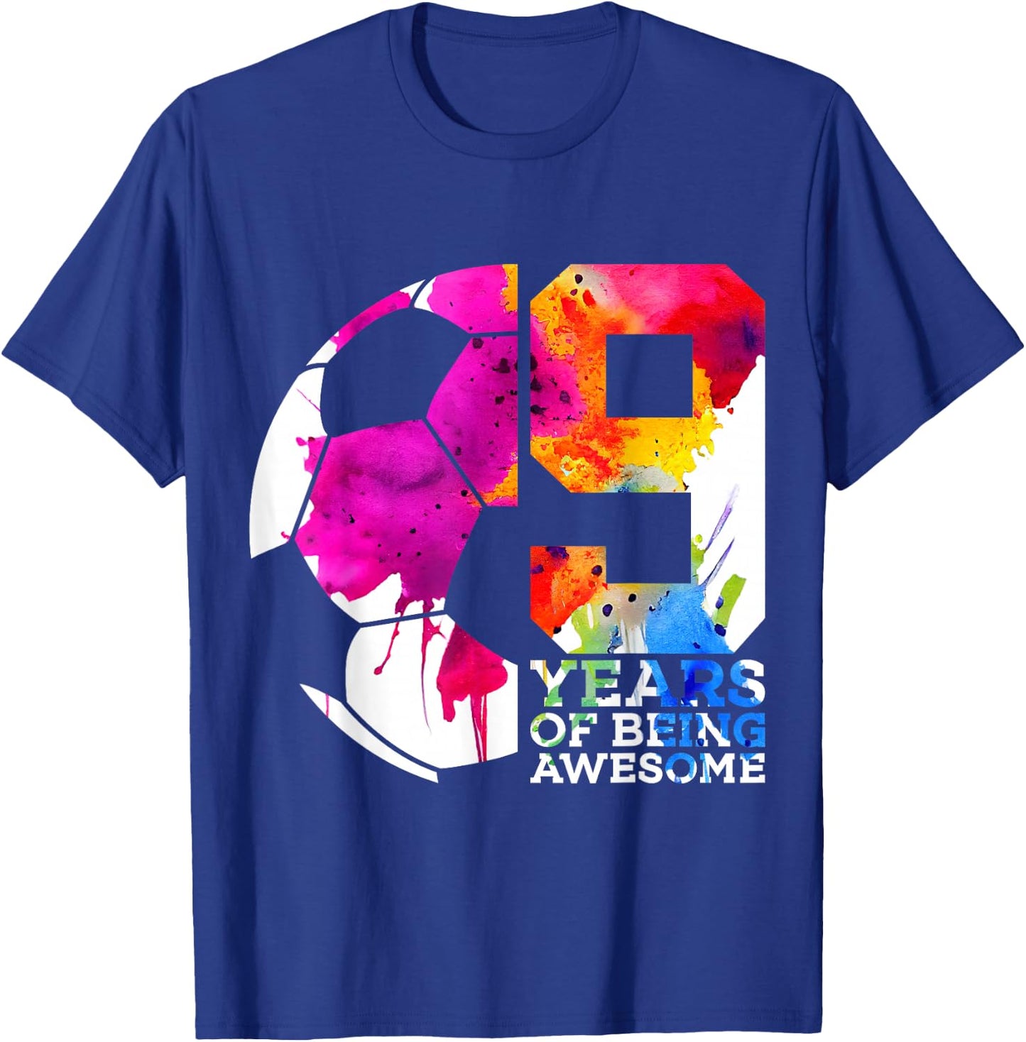 9 Years of Being Awesome Soccer 9TH Birthday T-Shirt - T-Shirt | Royal