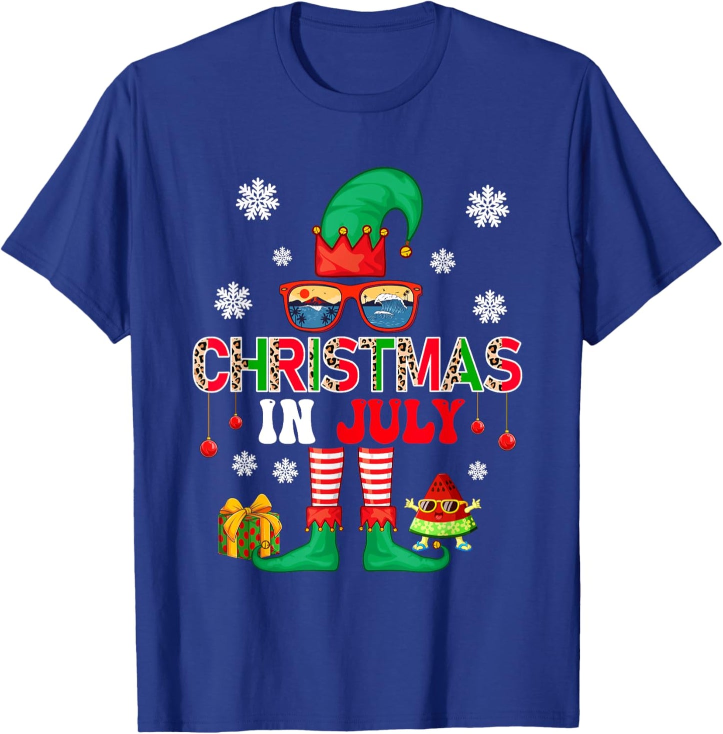 Christmas In July Costume Elf Sunglasses Beach Lover Family Men Women Kids T-Shirt - T-Shirt | Royal