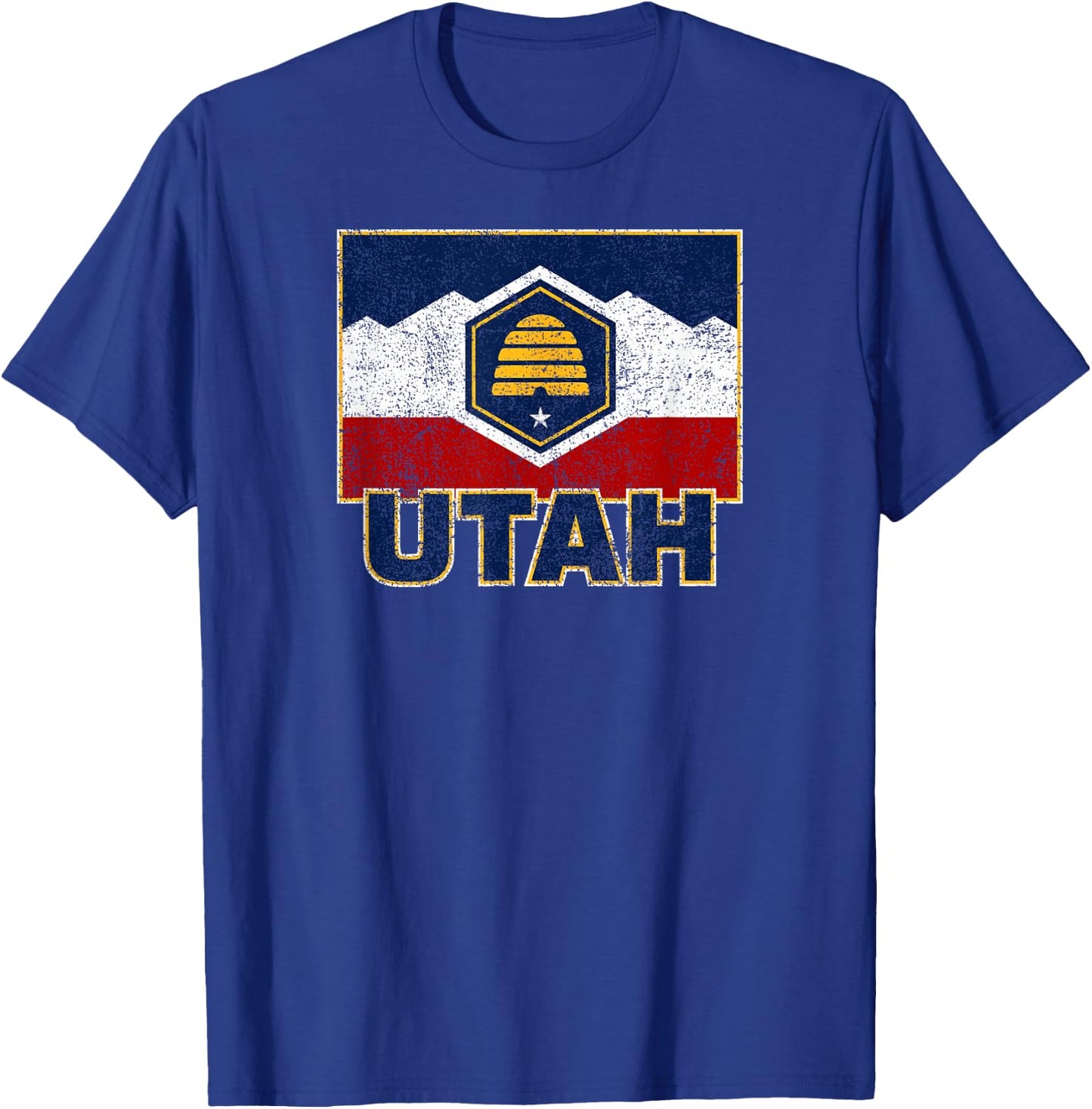 Distressed New Utah Flag T-Shirt - T-Shirt | Royal
