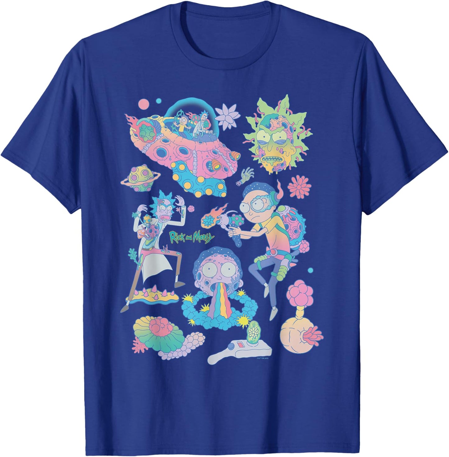 Rick and Morty Space Cruiser Pastel Alien Cartoon Fashion T-Shirt - T-Shirt | Royal
