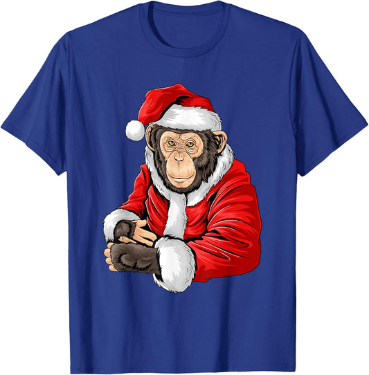 Monkey Santa Costume Christmas Pajama Cool Zoo Animal X-Mas T-Shirt - T-Shirt | Royal