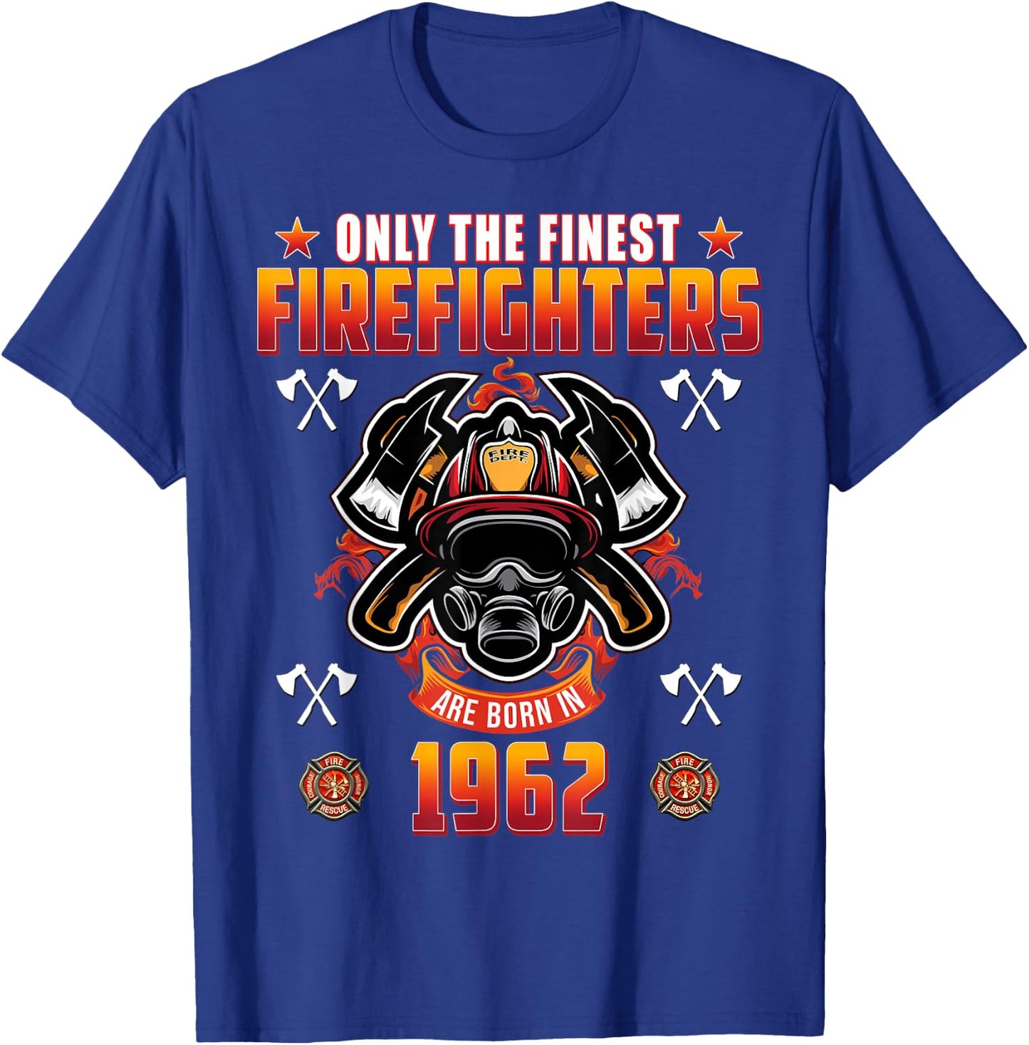 59 Year Old Firefighter Born in 1962 Vintage 59th Birthday T-Shirt - T-Shirt | Royal