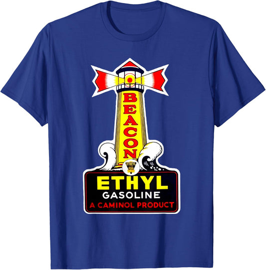 Retro Vintage Gas Station Beacon Motor Oil Car Bikes Garage T-Shirt - T-Shirt | Royal