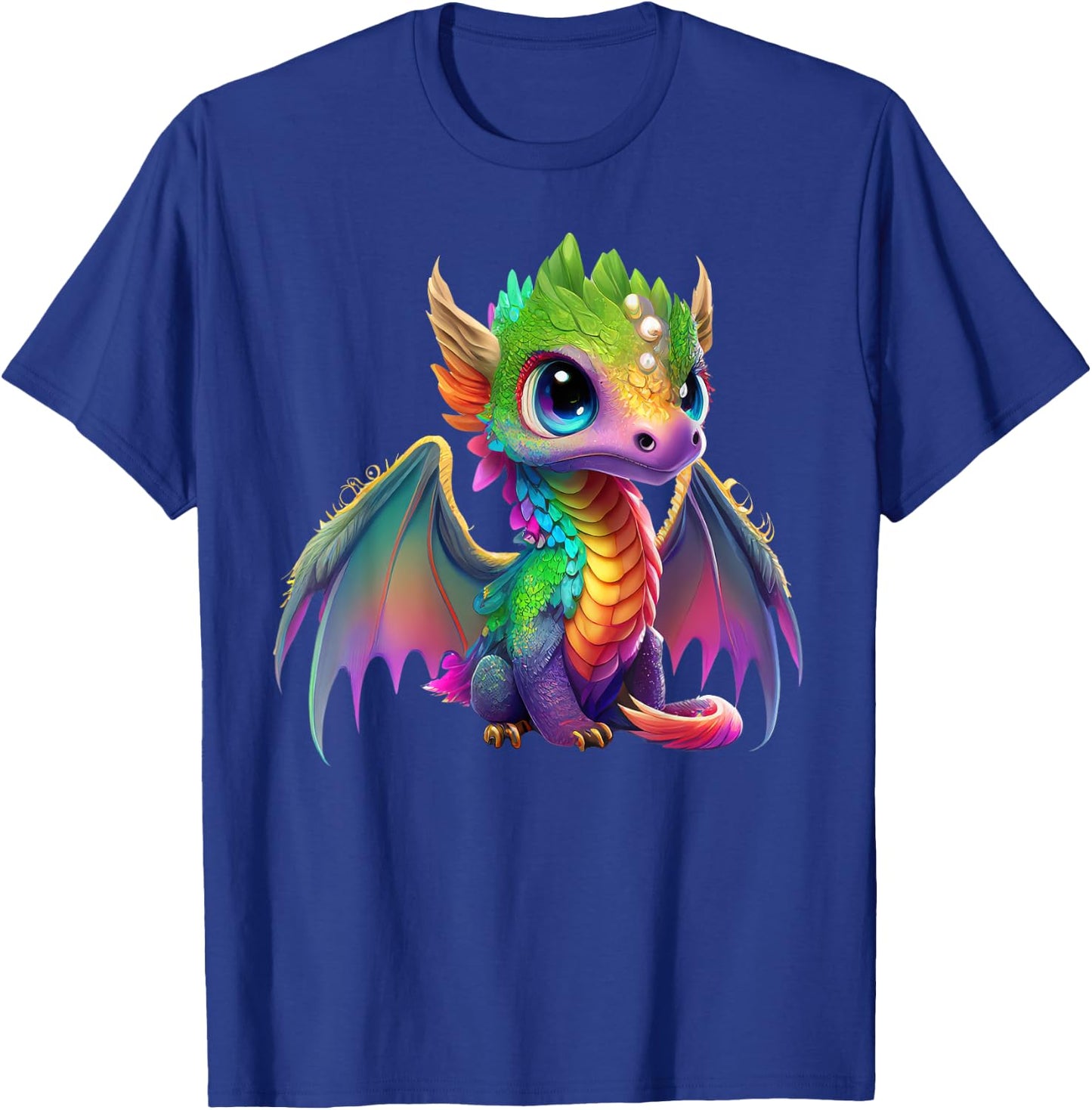 Colorful Dragon Baby Cute Pretty Birthday Graphic T-Shirt - T-Shirt | Royal