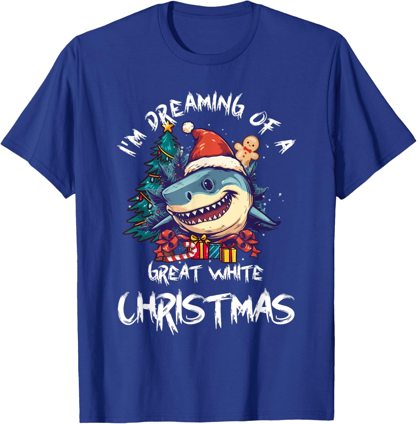 Christmas Shark Santa Hat Xmas Santa Jaws Funny Shark Pun T-Shirt - T-Shirt | Royal