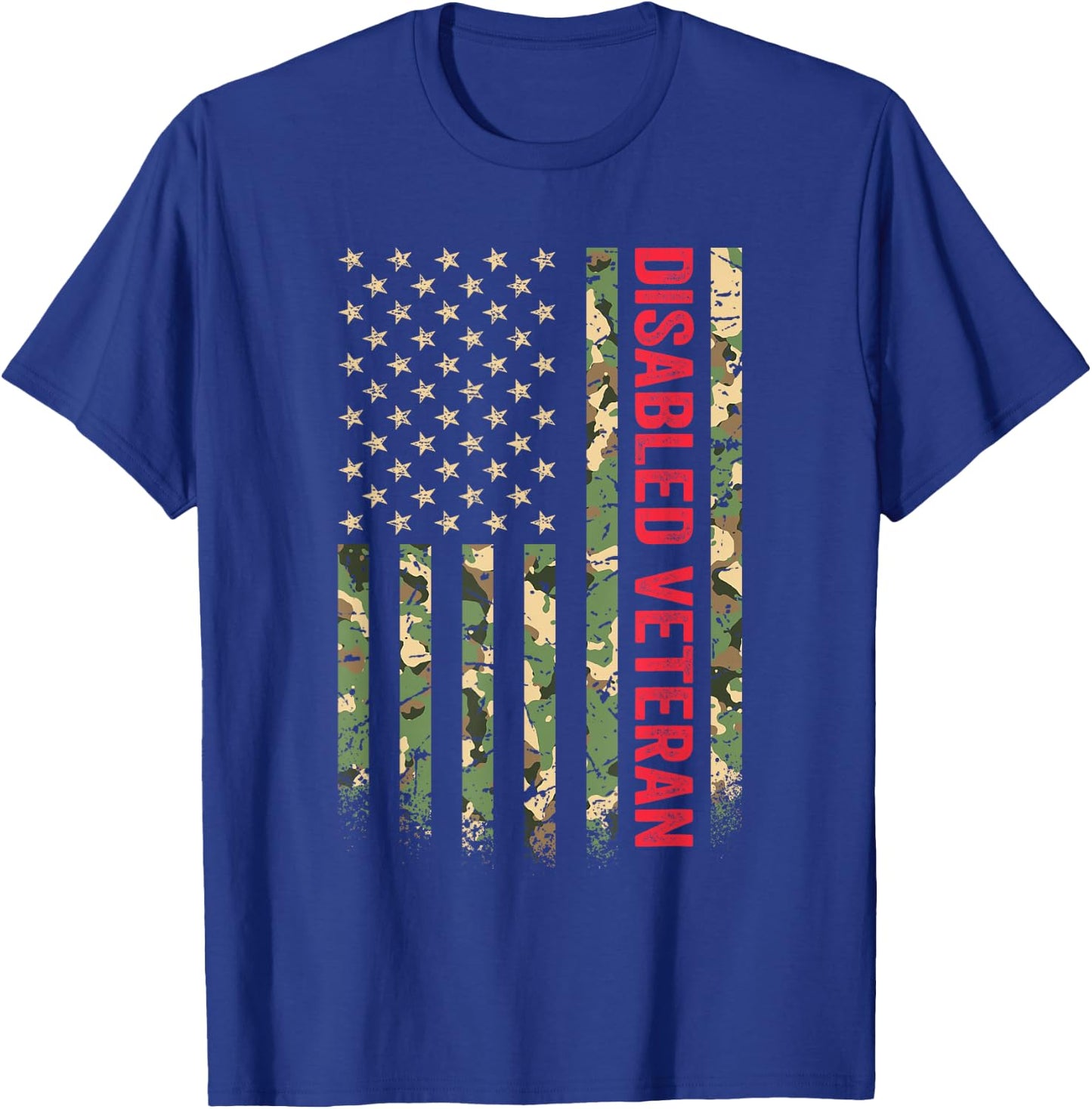Disabled Veteran American Flag Camouflage Camo Patriotic Vet T-Shirt - T-Shirt | Royal