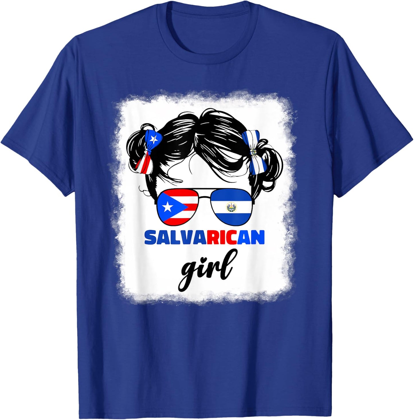 Half Salvadorian Puerto Rican Rico El Salvador Girls Kids T-Shirt - T-Shirt | Royal