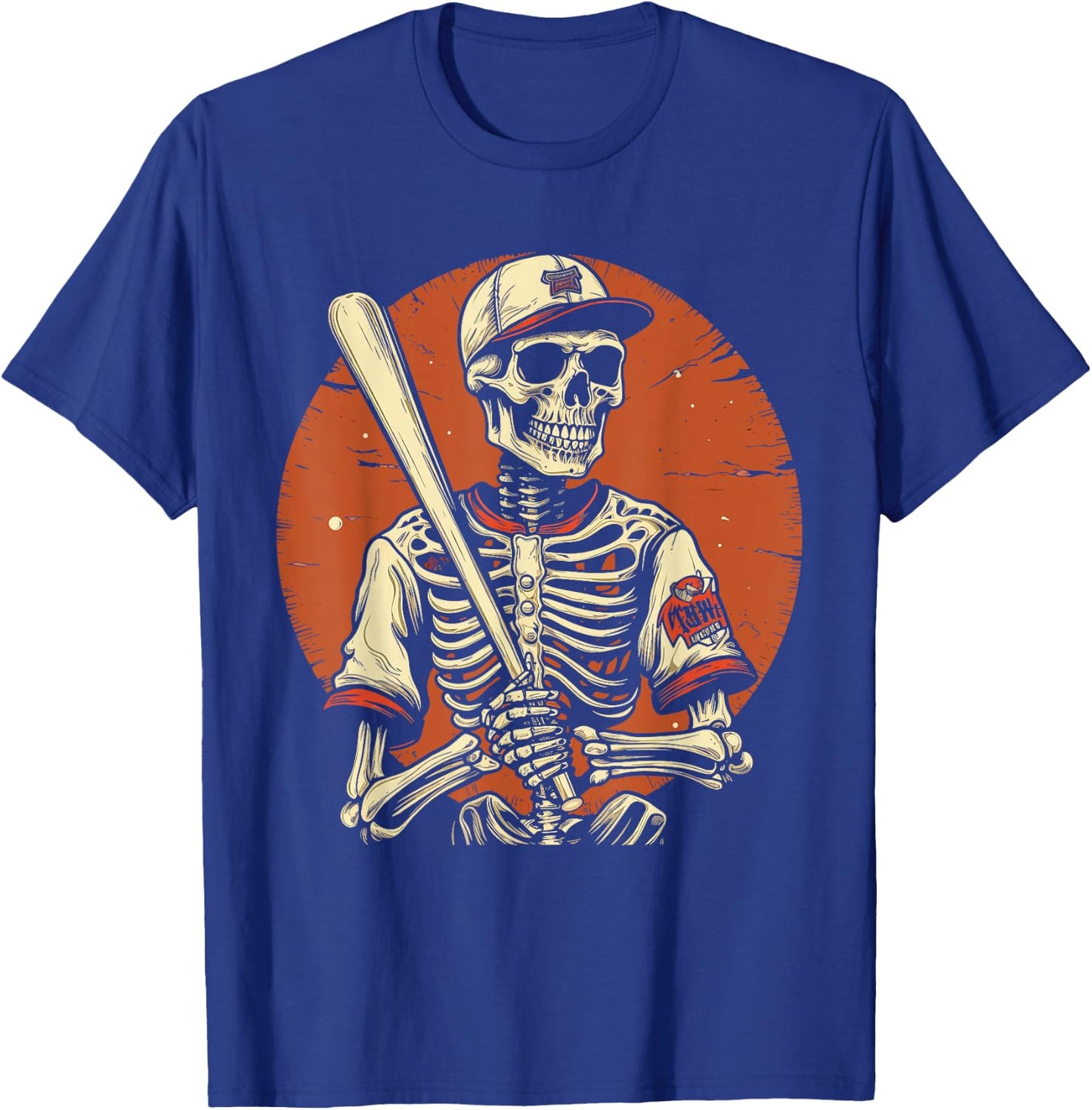 Spooky Creepy Vintage Baseball Skeleton Halloween Men Boys T-Shirt - T-Shirt | Royal