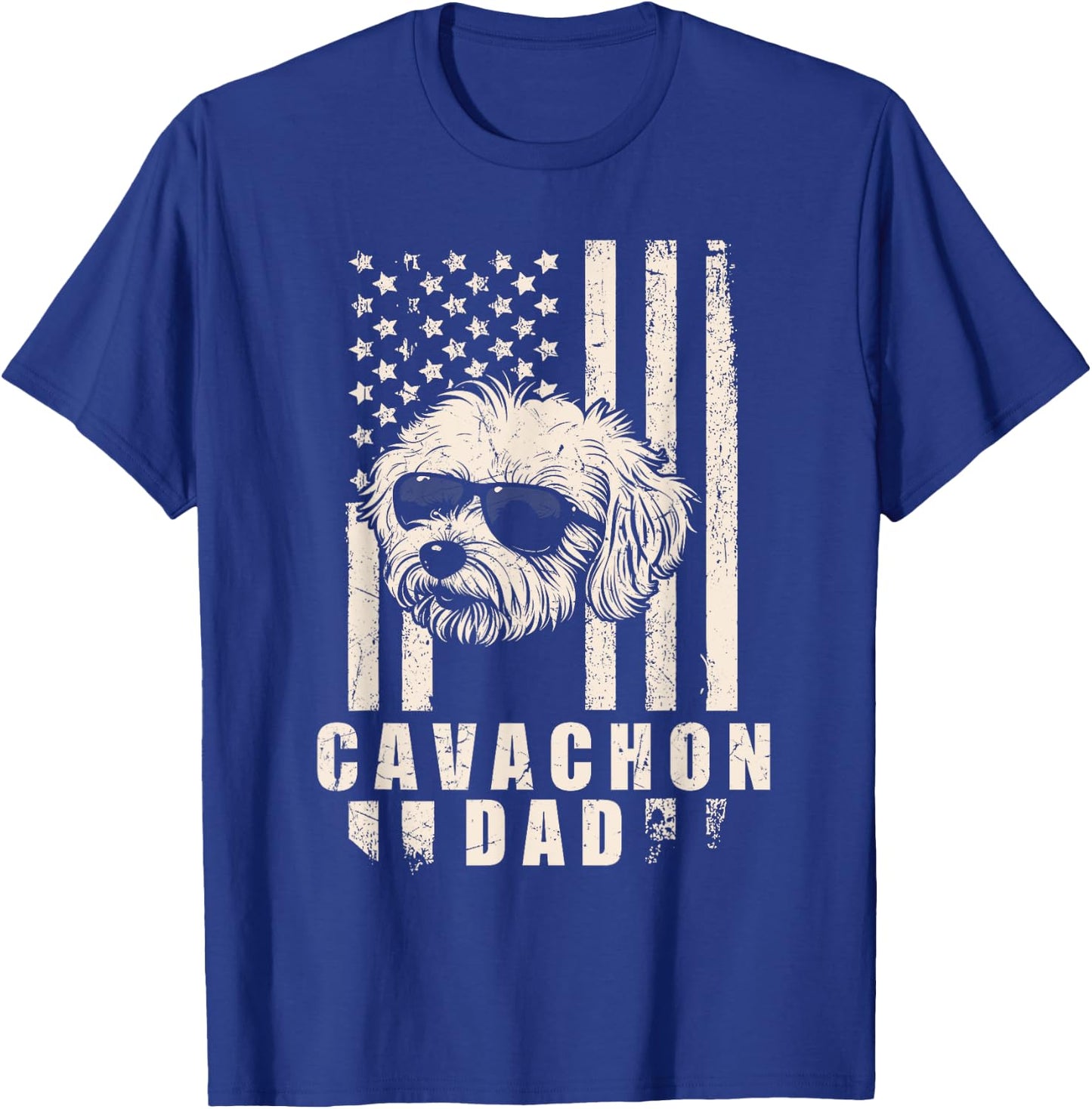 Cavachon Dog Dad American Flag Gifts for Best Father Men T-Shirt - T-Shirt | Royal
