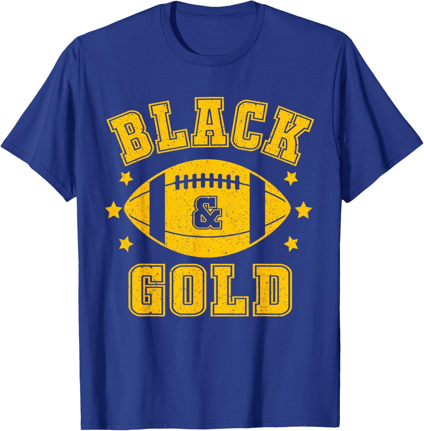 On Gameday Football We Wear Black And Gold School Spirit T-Shirt - T-Shirt | Royal