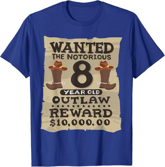 8 Year Old Cowboy 8th Birthday Party Wild West Western Kids T-Shirt - T-Shirt | Royal