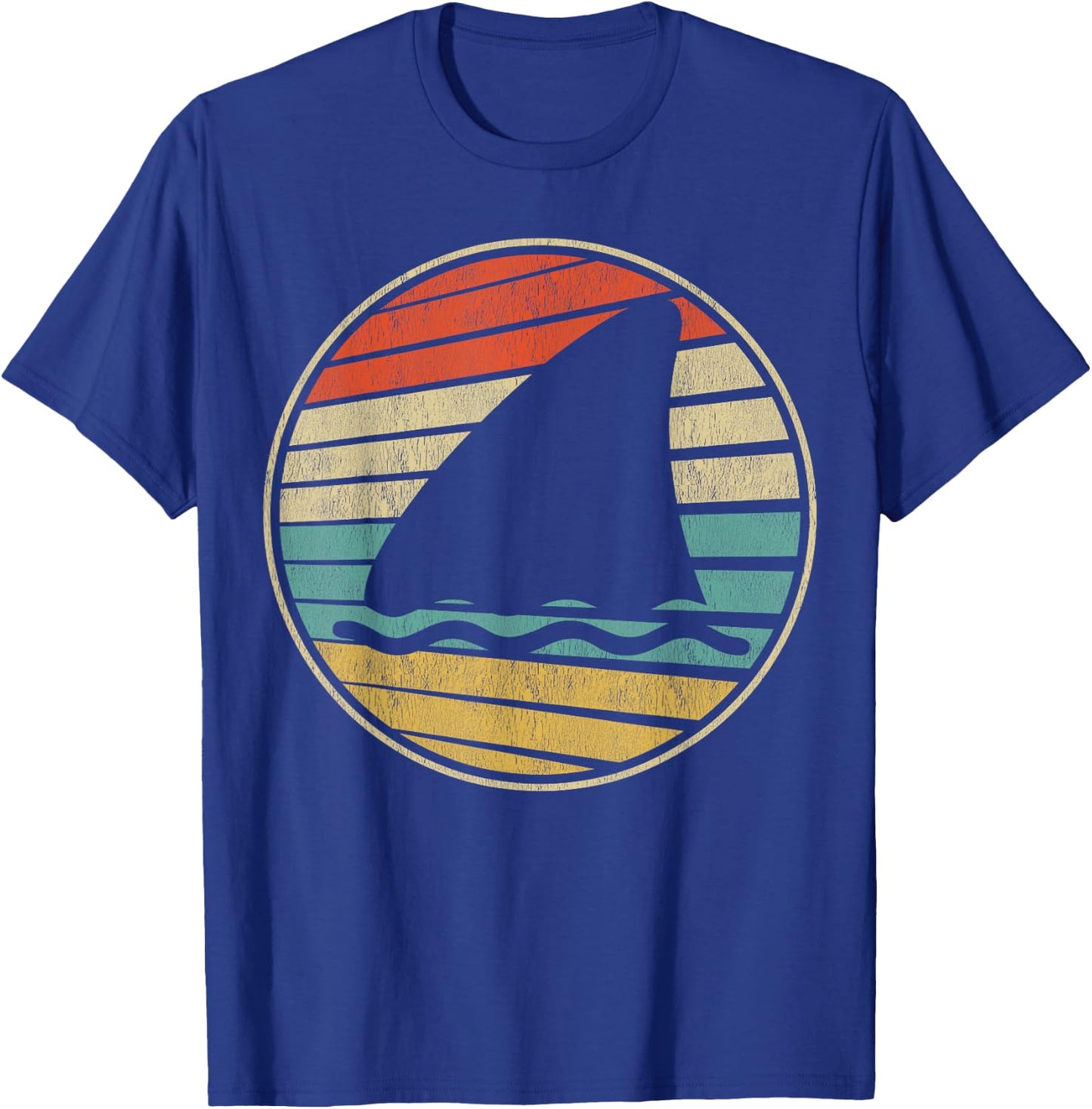 Cute Shark Fin Graphic Retro Vintage 70s 80s Shark Lover Fun T-Shirt - T-Shirt | Royal