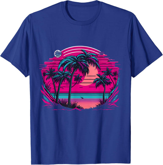 90s Vaporwave Aesthetic Palm Trees Retro 80s Art Vaporwave T-Shirt - T-Shirt | Royal