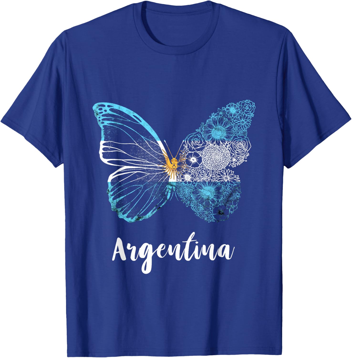 Butterfly Argentina Sun of May Buenos Aires Argentinian Flag T-Shirt - T-Shirt | Royal