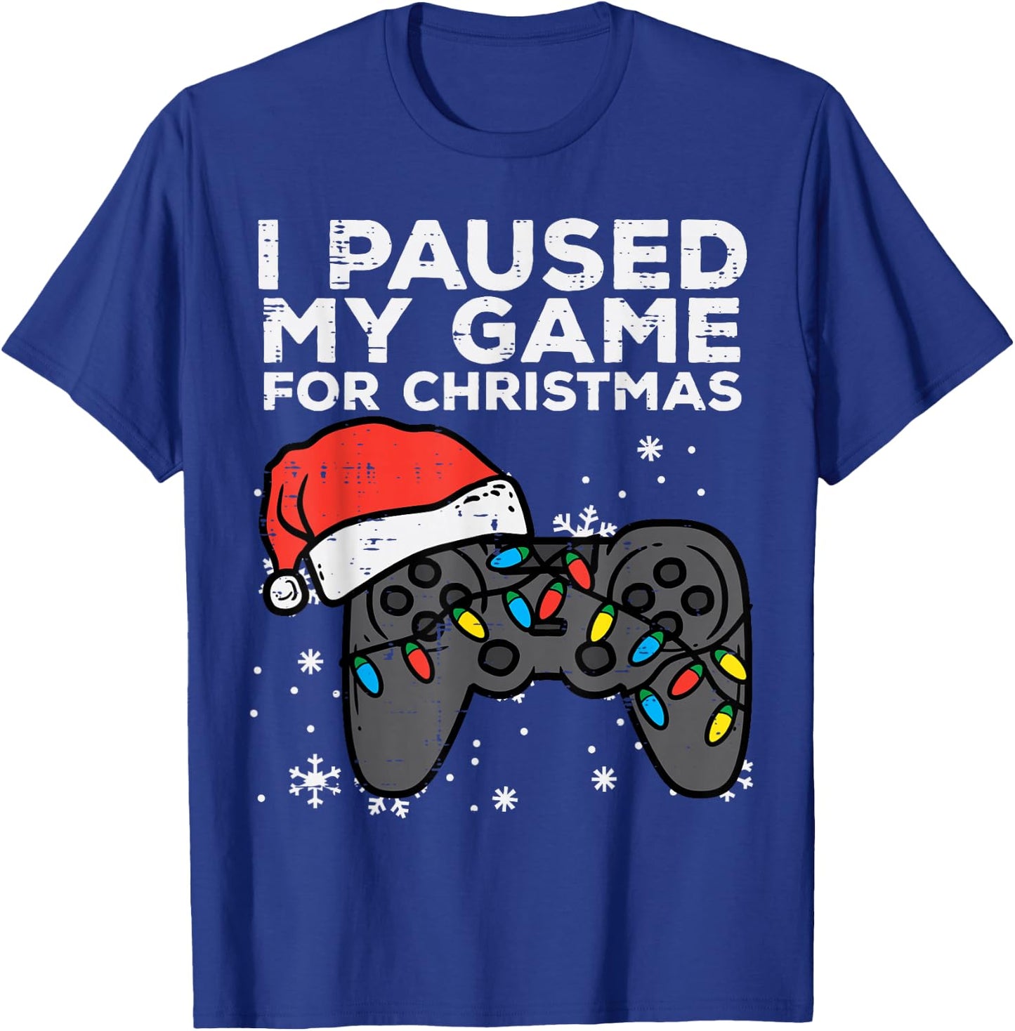 Paused My Game Christmas Gamer Xmas Men Boys Kids Youth Teen T-Shirt - T-Shirt | Royal