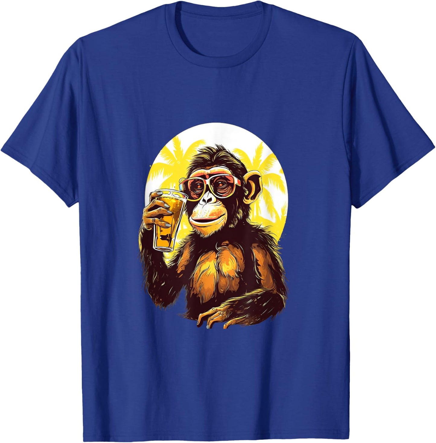Monkey Drinking Beer Funny Beer Drinker Drunk Gorilla Ape T-Shirt - T-Shirt | Royal
