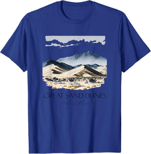 Cool Great Sand Dunes National Park Hiking Watercolor T-Shirt - T-Shirt | Royal