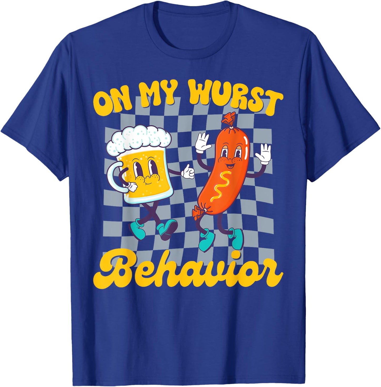 Oktoberfest On My Wurst Behavior Retro Groovy Beer T-Shirt - T-Shirt | Royal